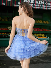 Tight corset top layered short chiffon Homecoming dress